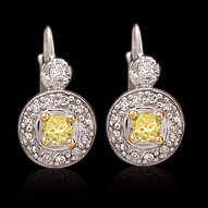 2.50 carat certified yellow canary diamonds earrings