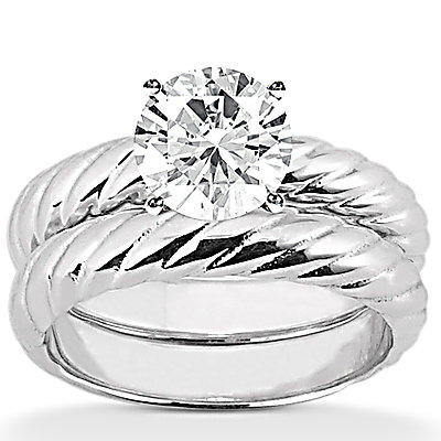 Diamond 1.25 Ct. solitaire ring wedding band set gold