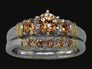 Champagne diamonds 3.25 carat engagement ring band set