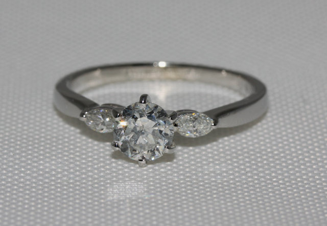 1.55 carat diamonds 3 stone engagement ring gold white