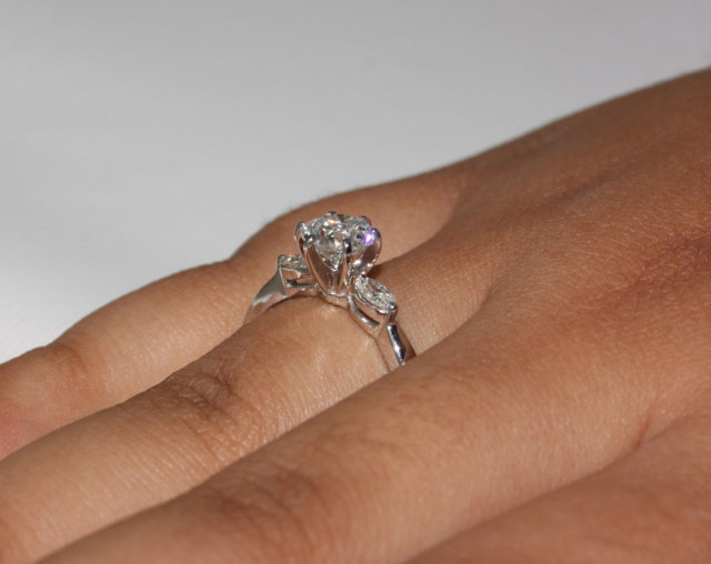 1.55 carat diamonds 3 stone engagement ring gold white