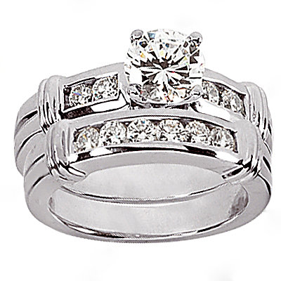 1.65 Ct. Diamonds engagement ring & band set gold ring
