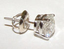 Single 1.50 carat diamond stud men earring gold white