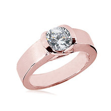 Pink gold diamond solitaire engagement ring 1.51 carat