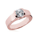 Pink gold diamond solitaire engagement ring 1.51 carat