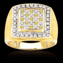 3 carat fancy yellow diamonds mens ring two tone gold