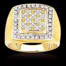 3 carat fancy yellow diamonds mens ring two tone gold