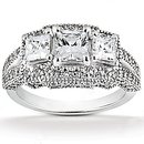 F VS1 diamond three stone engagement ring gold 2.61 ct.