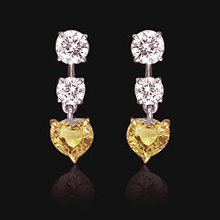 4 ct. yellow diamonds canary heart hanging earrings new