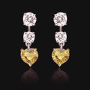 4 ct. yellow diamonds canary heart hanging earrings new