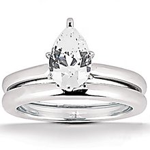 2 Cts. Diamond pear cut wedding band set gold ring new