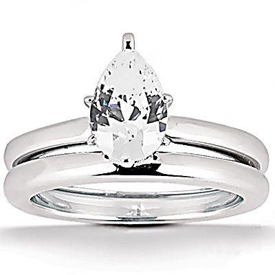 2 Cts. Diamond pear cut wedding band set gold ring new
