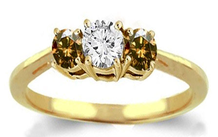 3 stone diamond engagement ring champagne diamond ring