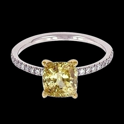 4.35 carat yellow canary & white diamonds wedding ring