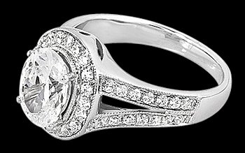 Oval diamond engagement ring split shank ring 2.76 cts.