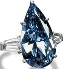 3.41 ct. blue pear diamond engagement ring 5 prong set