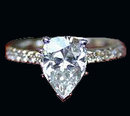 1.65 carats PEAR PAVE DIAMOND RING solitaire accented