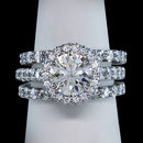 4 carat halo diamonds ring 3 row engagement ring new