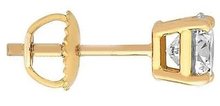 Yellow gold 1 ct. single diamond mens stud earring