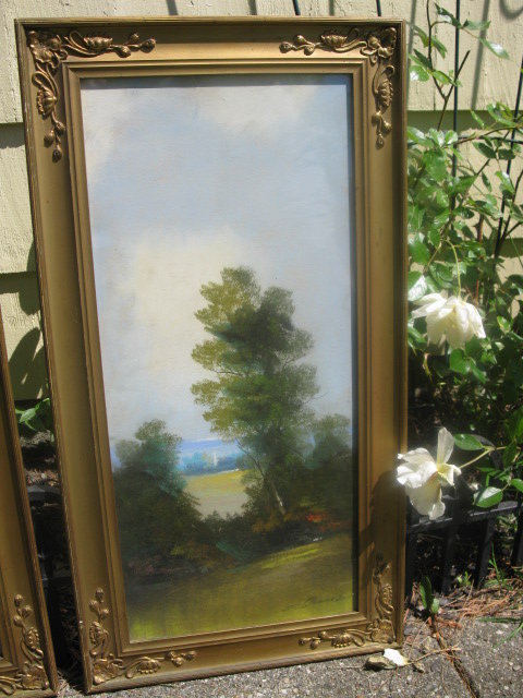 matched pair of antique pastels (signed)
