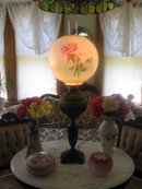 LG. BRADLEY AND HUBBARD ROSES LAMP