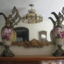 matched pair of hand painted roses ewers