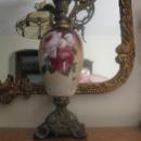 matched pair of hand painted roses ewers