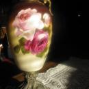 matched pair of hand painted roses ewers