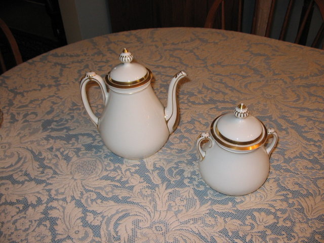 HAVILAND LIMOGES TEAPOT AND SUGAR BOWL