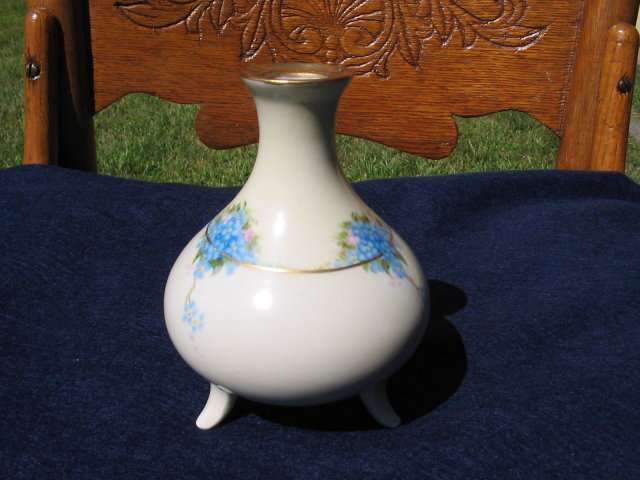 HAND PAINTED LIMOGES FOOTED VASE