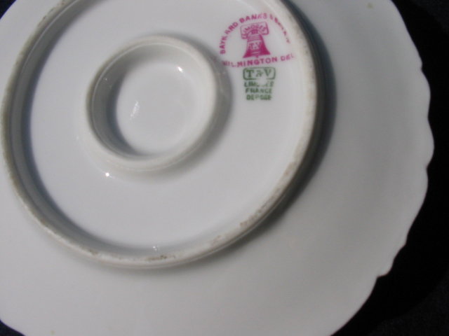 T & V LIMOGES HANDLED CANDLEDHOLDER