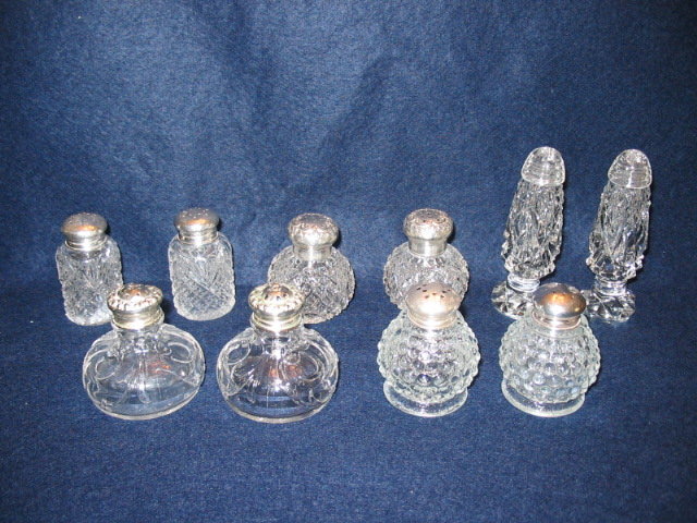 FIVE SETS OF SALT AND PEPPER