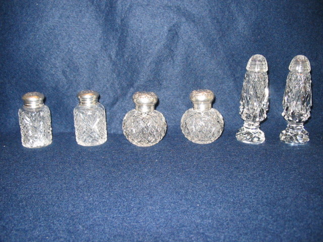 FIVE SETS OF SALT AND PEPPER
