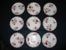 EARLY LIMOGES PINK ROSES ICE CREAM SET