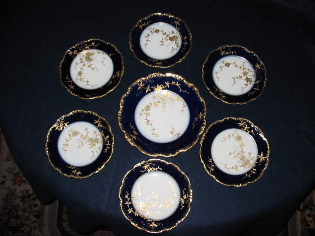 J.P.LIMOGES COBALT DESSERT SET
