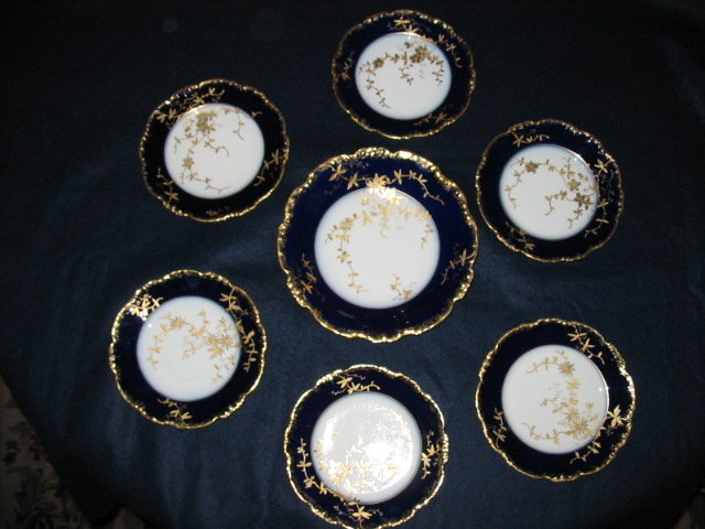 J.P.LIMOGES COBALT DESSERT SET