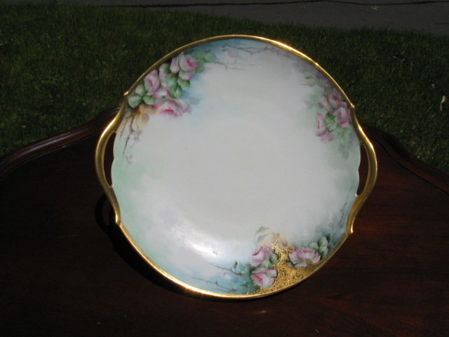 T & V LIMOGES H. PAINTED CAKE PLATE