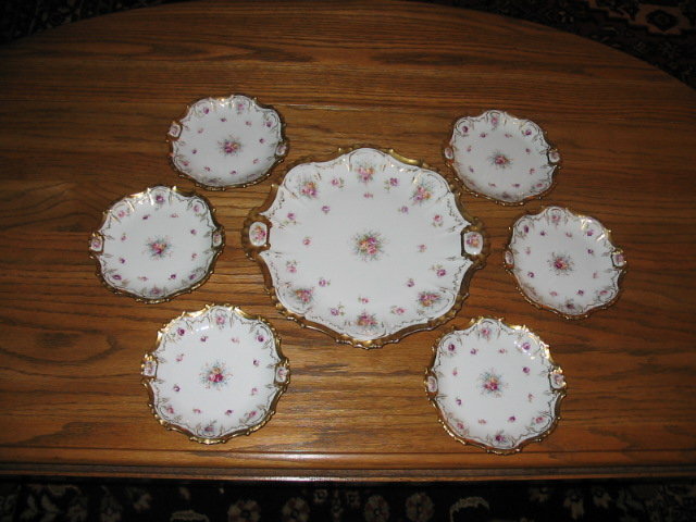 EARLY H. PAINTED LIMOGES CAKE SET