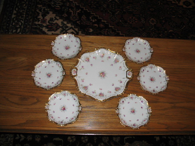 EARLY H. PAINTED LIMOGES CAKE SET