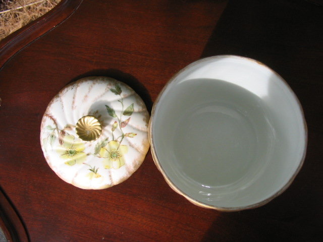 EARLY LIMOGES H. PAINTED BISCUIT JAR