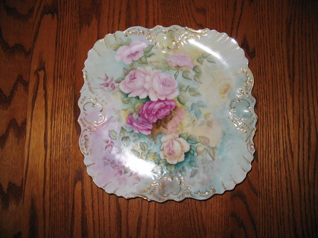 EARLY LIMOGES H. PAINTED. CAKE SET