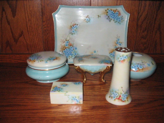 LIMOGES HAND PAINTED DRESSER SET