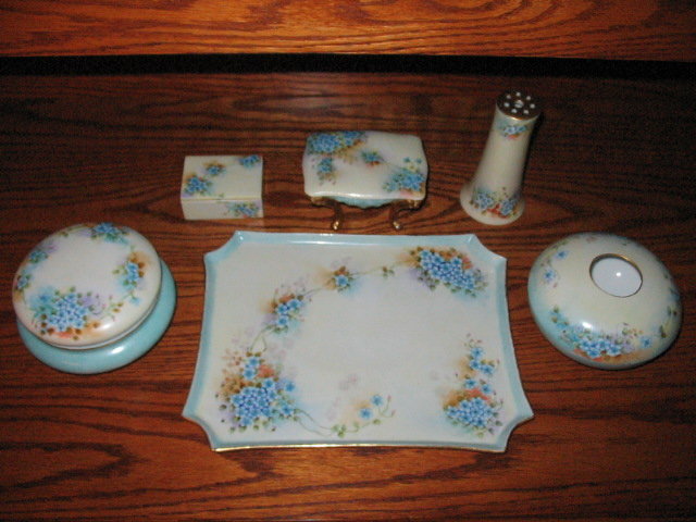 LIMOGES HAND PAINTED DRESSER SET