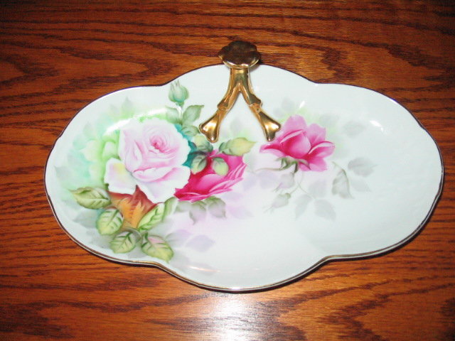 HAND PAINTED LIMOGES ROSES TRAY