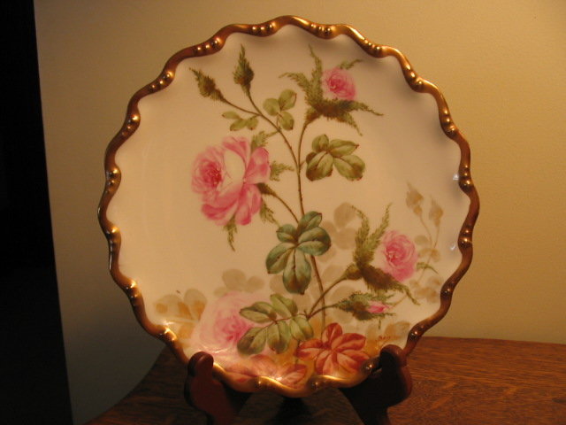 FAMOUS LIMOGES ARTIST ROSE PLATE