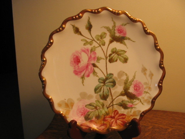 FAMOUS LIMOGES ARTIST ROSE PLATE