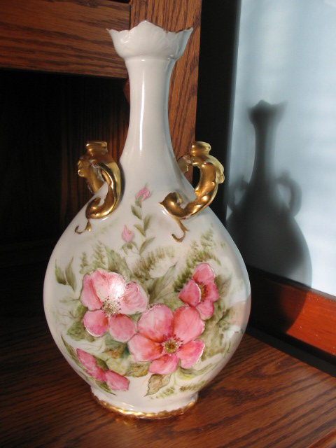 H. PAINTED J.P. LIMOGES ROSE VASE