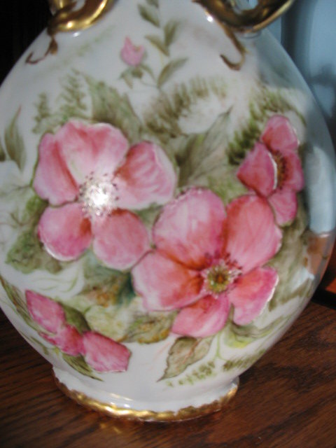 H. PAINTED J.P. LIMOGES ROSE VASE