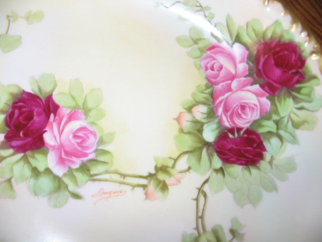FAMOUS ARTIST T &V LIMOGES ROSE BOWL