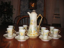 11 PC. H. PAINTED LIMOGES CHOC SET